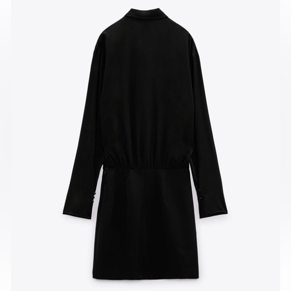 ZARA TIED COLLAR MINI DRESS BLACK SIZE XS NWT - Picture 2 of 2